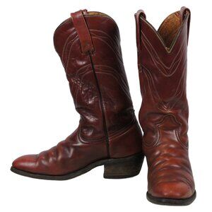 Durango West Mahogany Brown Leather Cowboy Western Boots Vintage US Made Men 8 D
